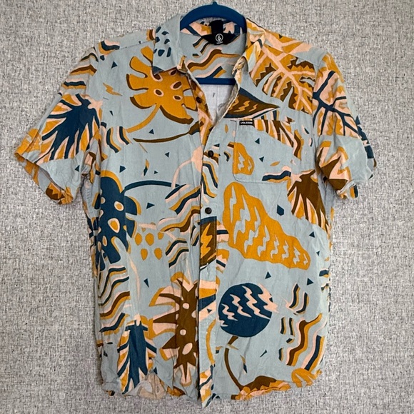 Volcom Kids 14Y XL Multicolor Tropical Print Shirt Cotton and Viscose - Picture 1 of 5